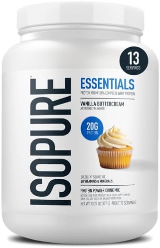 Isopure Essentials 100% Whey Protein Powder with Vitamins 20g Protein Per Serving Vanilla Buttercream 13 Servings (Pack of 1)