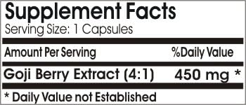 Goji Berry Extract 450mg ~ 90 Capsules - No Additives ~ Naturetition Supplements