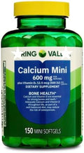 Calcium 600mg with Vitamin D3 Bone &amp Teeth Support 150 Mini Softgels – Easy to Swallow Gluten-Free Non-GMO – Pack-1