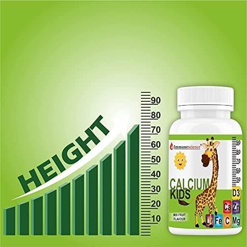 Verem Calcium for Kids with Vitamin D3 (VIT d) Magnesium Zinc Supplement Vitamin C L-lysine Multivitamin for Kids Strong Bones Immunity Growth &amp Development- 120 Tablets (Pack of 4)