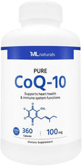 ML Naturals CoQ-10 100mg (Per Serving) – 360 Capsules – Supports Heart Health &amp Immune System Function