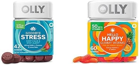 OLLY Goodbye Stress and Hello Happy Gummy Starter Pack Bundle Keep Calm Mood Support 42 and 60 Count