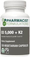 D3 5000 + K2 Vitamin D3 and K2 Supplement
