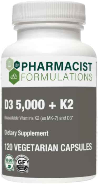 D3 5000 + K2 Vitamin D3 and K2 Supplement