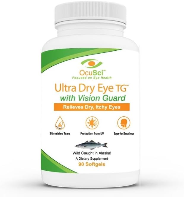 Formulated for Dry Eyes - 1700mg Triglyceride Omega-3 + EPA &amp DHA LuteinZeaxanthin B12 D3-60 Servings (Ultra Dry Eye UDEVG - 1 Month Half Size)