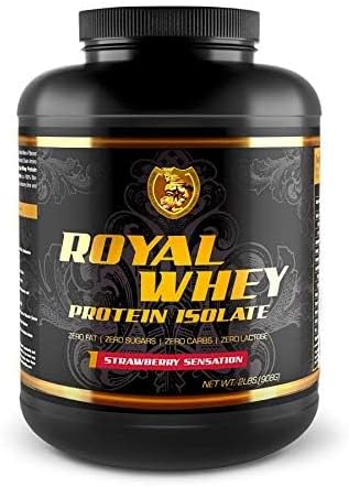 RSN Royal 100% Isolate Protein Powder | 27g Protein Isolate | 0 Sugar | 1g Carbs | 5 lbs | 76 Servings Strawberry Sensation