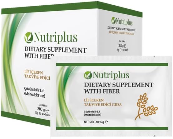 FARMASi Nutriplus Dietary Fiber Supplement - 60 Sachets x 5g Soluble Fiber for Digestive Health Gut Cleansing Detoxification Prebiotic Support Regular Skin Health Hair Health