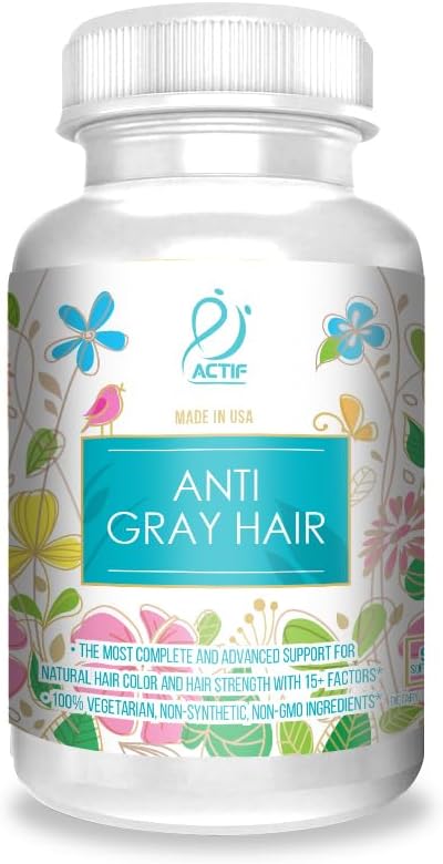 ACTIF Anti-Gray Hair Mega Support for Women with 15+ Advanced Hair Factors Catalase Biotin PABA Non-GMO Made in USA 90 Count