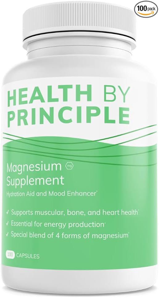Magnesium Supplement | 4 Types of Magnesium in 1 Capsule | Glycinate Malate Taurate &amp Citrate for Muscles &amp Sleep | High Absorption | Vegan Non-GMO | 100 Capsules