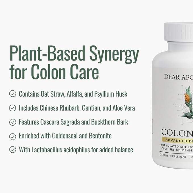 Colon Cleanse Detox Supplement - Psyllium Husk Fiber with Probiotics Aloe Vera Bentonite Clay - Gut Health Digestive Support for Constipation Bloating Relief - Vegan Herbal Intestinal Cleanse - 60ct