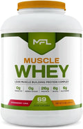 MFL Muscle Whey Protein 5 lbs l 26g of Protein l 8g BCAAs l 6g Glutamine l Low Carbs l 69 Servings (Strawberry Cake)