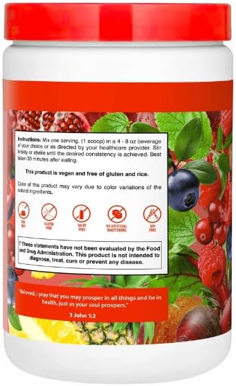 Dr. Colbert MD Organic Red Supremefood | Berry Flavored Blend | by Divine Health | 10 Organic Fruits | Probiotics | Enzymes | Herbs | Fiber | Antioxidants | Non-GMO | 30 Day Supply | 180g