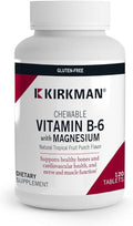 Kirkman - Vitamin B6 with Magnesium - 120 Tablets - Potent Vitamin B6 &amp Magnesium Supplementation - Chewable Wafer - Hypoallergenic
