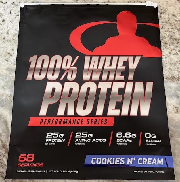 Goliath Labs 100% Whey Protein Powder Isolate/Blend | Fast-Absorbing Workout Supplements for Men and Women | 25g of Pure Protein and 5.5g of BCAAs | 5 lbs 68 Servings (5 LB Cookies n Cream)