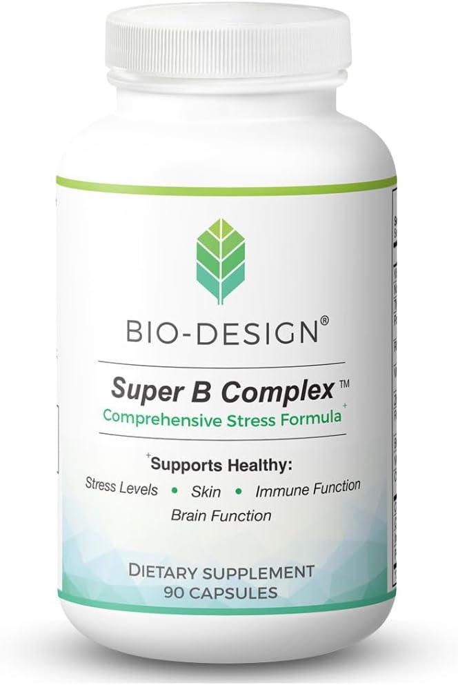Super B Complex - Comprehensive Stress &amp Energy Support Supplement - Full Spectrum Bioactive B Vitamins &amp Minerals - Supports Healthy Stamina Brain &amp Immune Function - 90 Capsules