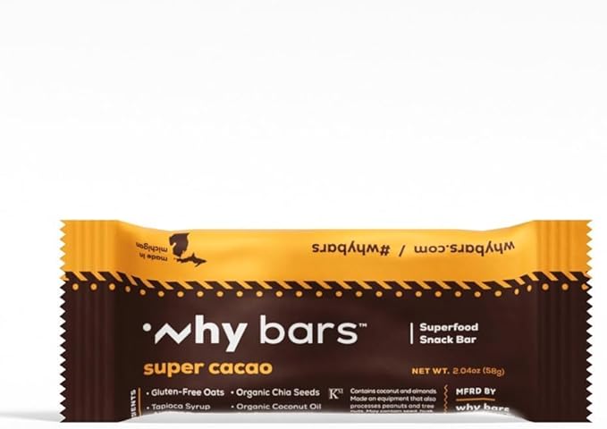 Superfood Protein Bars 2.04 Ounce Bars - Protein Bar Superfood Gluten Free Non GMO Organic Vegan Simple Ingredients (Cacao)