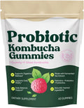 Probiotic Kombucha Gummies with Prebiotics Probiotics &amp Postbiotics – Digestive Support Fiber Gummy Supplement with Slippery Elm Dandelion Root &amp MCT Oil – Vegan Non-GMO 60 Gummies
