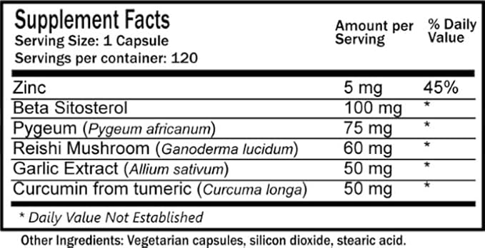 Daily Manufacturing ProstaMin HP™ (Beta Sitosterol Pygeum Reishi Mushroom Garlic Extract Curcumin (from Tumeric) &amp Zinc)