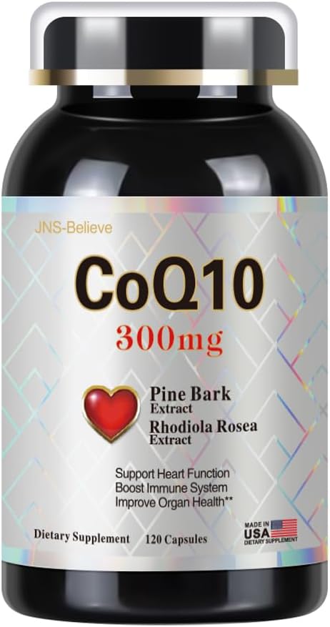 CoQ10 300mg with Pine Bark &amp Rhodiola Rosea — High Potency Coenzyme Q10 Supplement for Heart &amp Cellular Energy 120 Capsules (4-Month Supply)