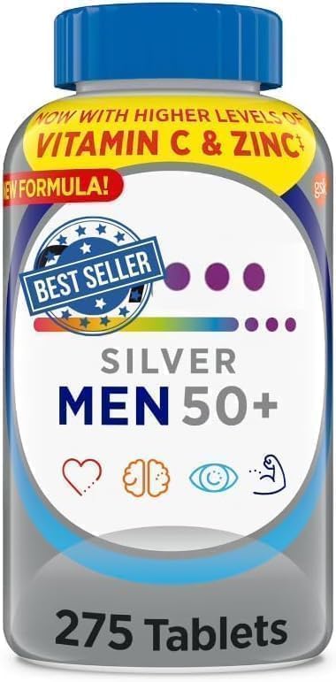 Silver Men 50+ Multivitamin Better Guide Vitamins Supplements 275 Count (Pack of 1).