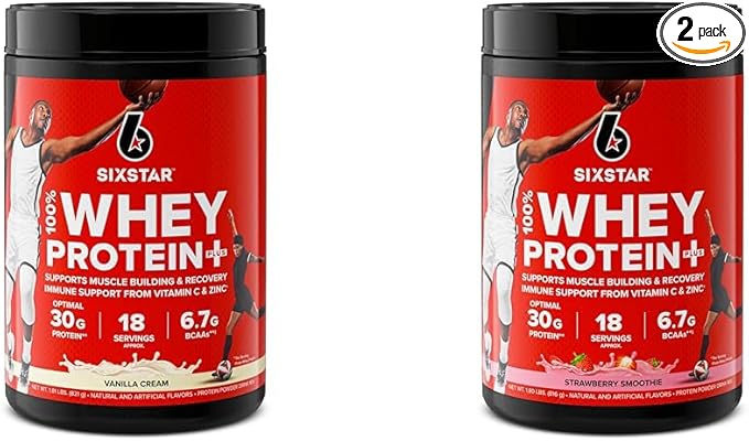 Six Star Elite Series 100% Whey Protein Plus Vanilla Cream 1.8lbs US &amp Elite Series 100% Whey Protein Plus Strawberry Smoothie 1.8lbs US