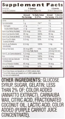 Equate Kids' Multivitamin + Immune Dietary Supplement Gummies Natural Fruit 150 Count + Dri Store Sticker.