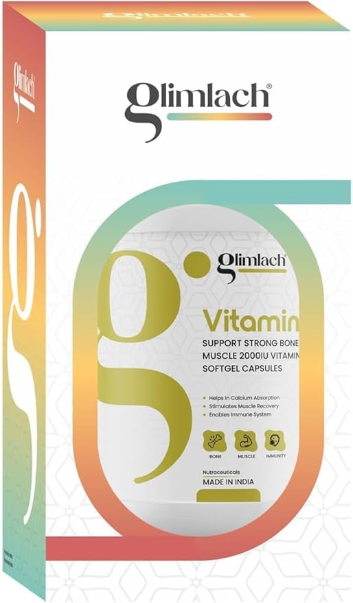 Vitamin D3 50mcg (2000 IU) Vitamin D Immune Support Bone Health Muscle Strength &amp Promotes Calcium - 50 Capsules