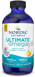 Nordic Naturals Ultimate Omega Xtra Liquid Lemon Flavor - 8 oz - 3400 mg Omega-3 + 1000 IU Vitamin D3 - EPA &amp DHA - Brain Heart Joint &amp Immune Health - Non-GMO - 48 Servings