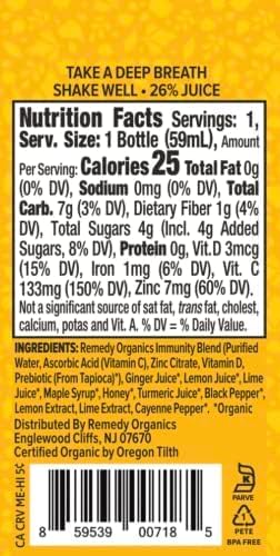 Remedy Organics Immunity Plus Shot Variety 24-Pack | Boost Energy Brain Function Detoxification and Metabolism | Certified-Organic Ingredients