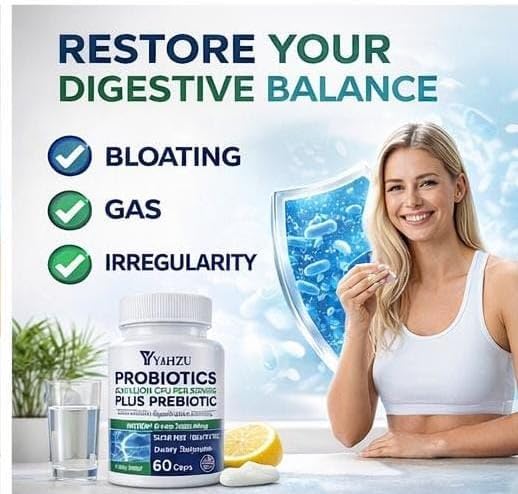 60 Billion CFU Probiotics with Prebiotic Fiber – Synbiotic Digestive &amp Immune Support for Men &amp Women 4 Clinically Researched Strains 60 Vegan Capsules
