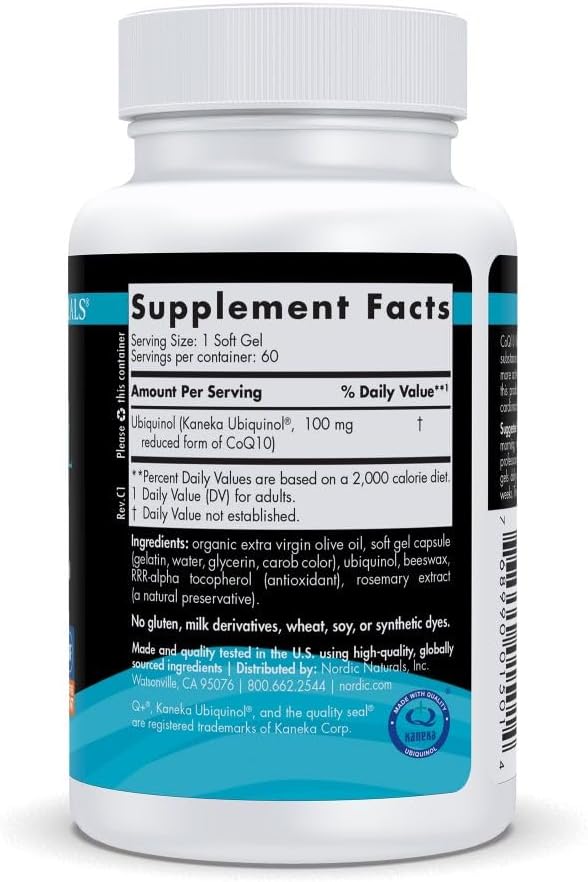 Nordic Naturals Nordic CoQ10 Ubiquinol Sport - 60 Mini Soft Gels - 100 mg Ubiquinol - Heart Health Physical Performance Cellular Energy Production - Non-GMO - 60 Servings