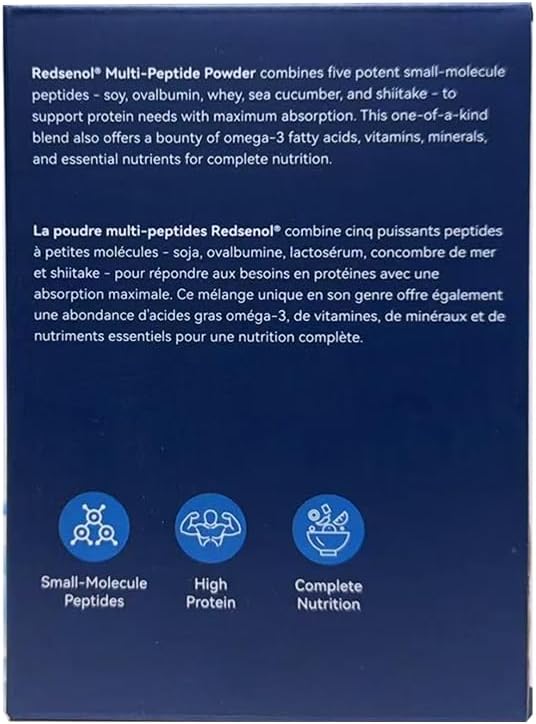 Multi-Peptide Powder 5 Small-Molecule Protein Peptides: Soy Ovalbumin Whey Sea Cucumber and Shiitake Peptides100% Absorption 62% Protein Omega 3 &amp6 Vitamins &amp Minerals