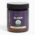 One Farm Dream Tea Sleep Powder - with USDA Organic Reishi Tart Cherry Chamomile Lemon Balm and Passionflower - 45 Servings in a Resealable Glass Jar - Soothing Chamomile Flavor