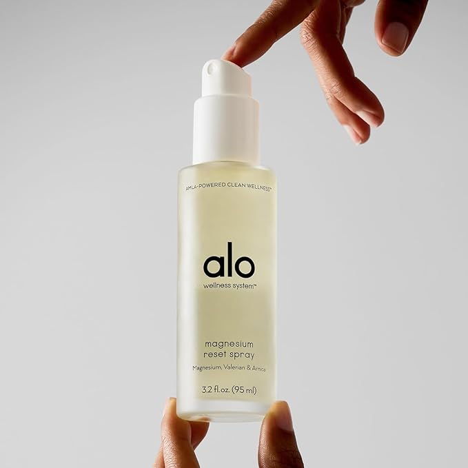 ALO Magnesium Oil Spray | for Sleep Stress &amp Anxiety Relief | Fast-Absorbing Magnesium with Valerian Root Arnica &amp Essential Oils | Non-Sticky Body &amp Pillow Mist | 3.2 oz