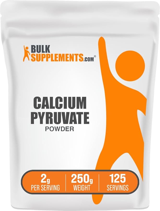 BulkSupplements.com Calcium Pyruvate Powder - Calcium Supplement Pyruvate Supplement - Unflavored &amp Gluten Free 2g per Serving 250g (8.8 oz) (Pack of 1)