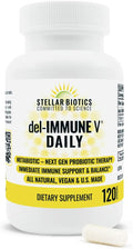 Del-Immune V® Daily by Stellar Biotics All-Natural Immune Support &amp Gut Health Immediate Care Metabiotic: NextGen Probiotic Therapy (120 Caps)