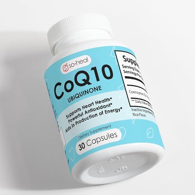 CoQ10 Ubiquinone (Coenzyme Q10) Capsules - Heart Health Health Pressure Energy Production Increased Bioavailability Coenzyme CoQ10 for Women &amp Men - Made in USA