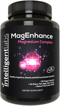 Intelligent Labs MagEnhance Magtein Magnesium Complex Supplement L-Threonate with Magnesium Glycinate and Taurate 90 Capsules