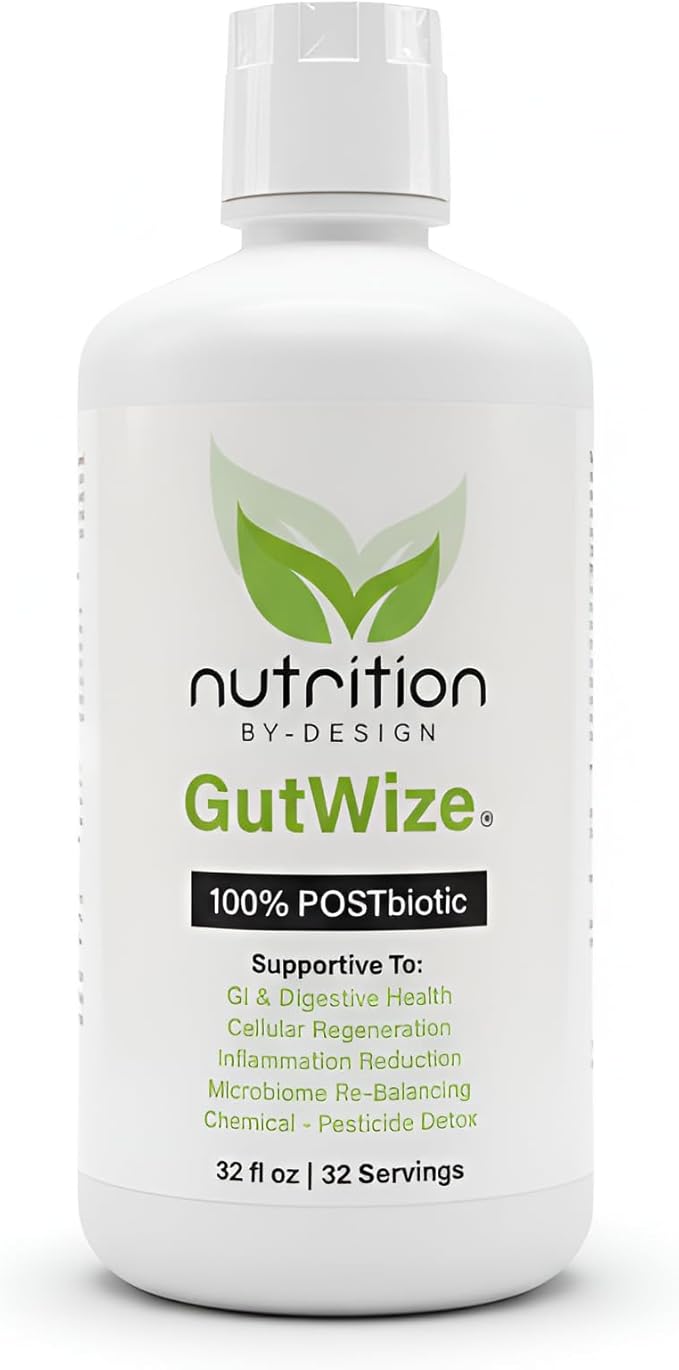 GutWize™ 100% POSTbiotic Liquid Supplement – Gut Health &amp Immune Support – Eases Bloating Gas &amp Indigestion – Shelf-Stable – Vegan Non-GMO Gluten-Free – 30 Servings