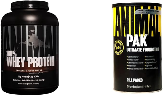 Animal 100% Whey Protein Powder – Whey Blend for Pre- or Post-Workout &amp Pak - Convenient All-in-One Vitamin &amp Supplement Pack