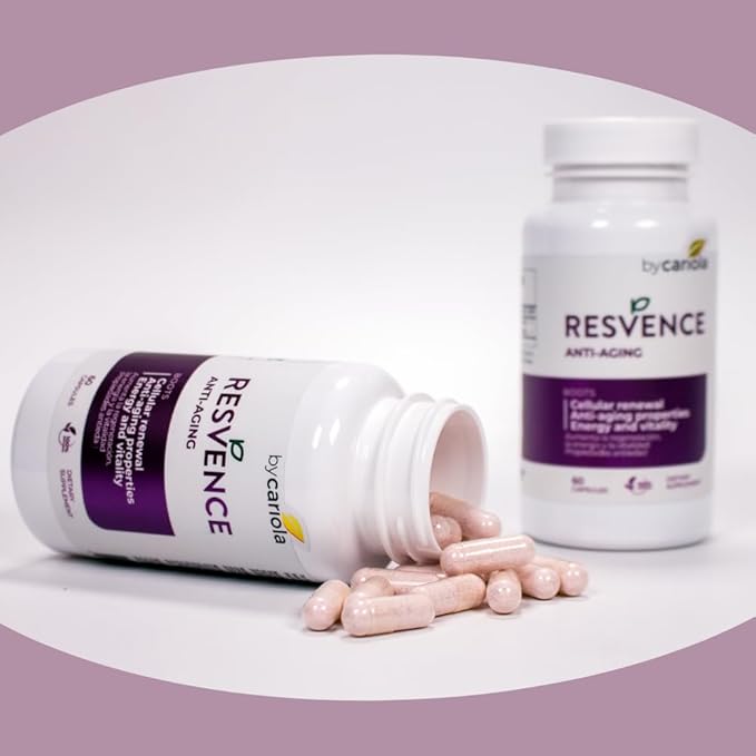 Resvence Resveratrol Supplement Capsules - Antioxidant - Boost Immune System - Energy &amp Vitality - Cellular Renewal - Supports General Wellbeing - Resveratrol - Camu Camu - 60 Caps