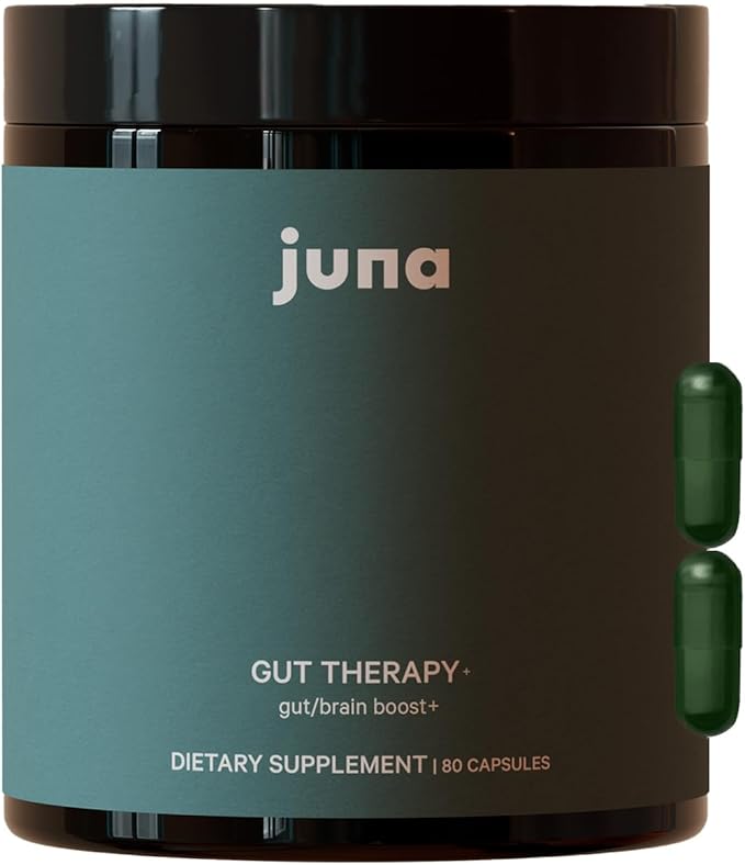 Juna Gut Therapy – L-Glutamine Amino Acids &amp Probiotics for Gut-Brain Support – Helps Mood Focus &amp Mental Clarity – Dual-Action Probiotics Support Microbiome Balance – With Clinically Studied