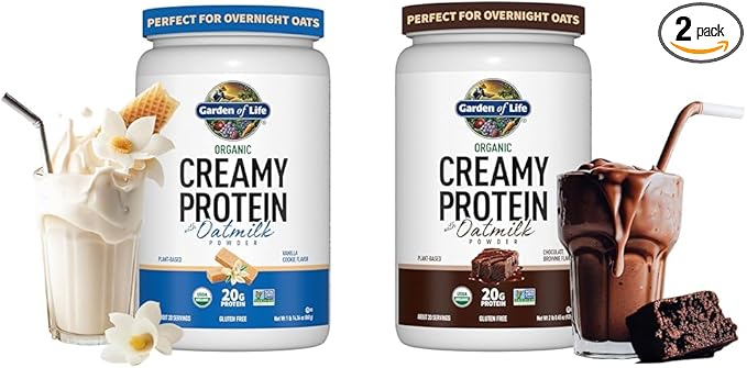 Garden of Life Organic Vegan Protein Powder Bundle with Vanilla Cookie and Chocolate Brownie Flavors 20g Plant Based Protein 1.90 LB and 2 LBS