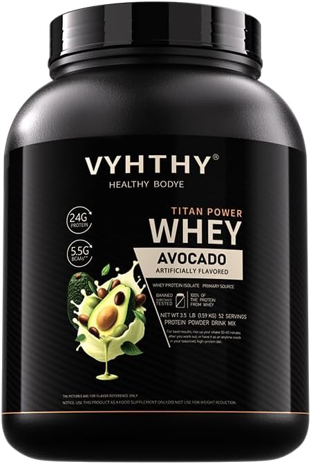 Avocado Flavored Whey Protein Powder 24g Protein per Serving Fast-Absorbing Concentrated whey Protein Low Sugar Gluten-Free Natural Flavor3.5lbs(56oz)