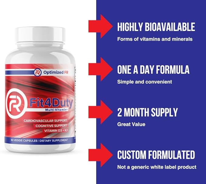 Fit4Duty Multivitamin+ for First Responders One a Day Multivitamin Plus Other nutrients 60 Servings 2 Month Supply