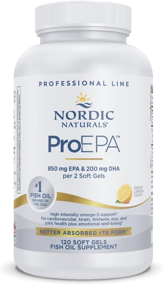 Nordic Naturals ProEPA Lemon - 120 Soft Gels - 1210 mg Omega-3 - High-Intensity EPA Formula for Healthy Mood Heart Health &amp Cellular Function - Non-GMO - 60 Servings