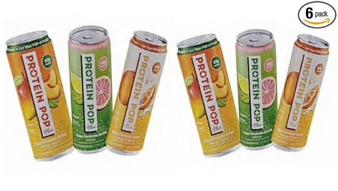 Ready to Drink Clear Protein Pop Shakes | 30g of Protein - Whey Protein Isolate Non-Carbonated - Zero Sugar (Variety Pack 2 Mango Peach2 Citrus 2 Orange Cream- 12 fl oz 6 cans)