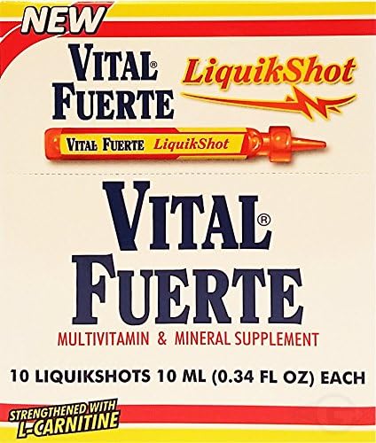 Vital Fuerte Liquid Shot Multivitamin &amp Mineral Supplement 10 Units of 15 ml. - Suplemento Multivita (Pack of 1)