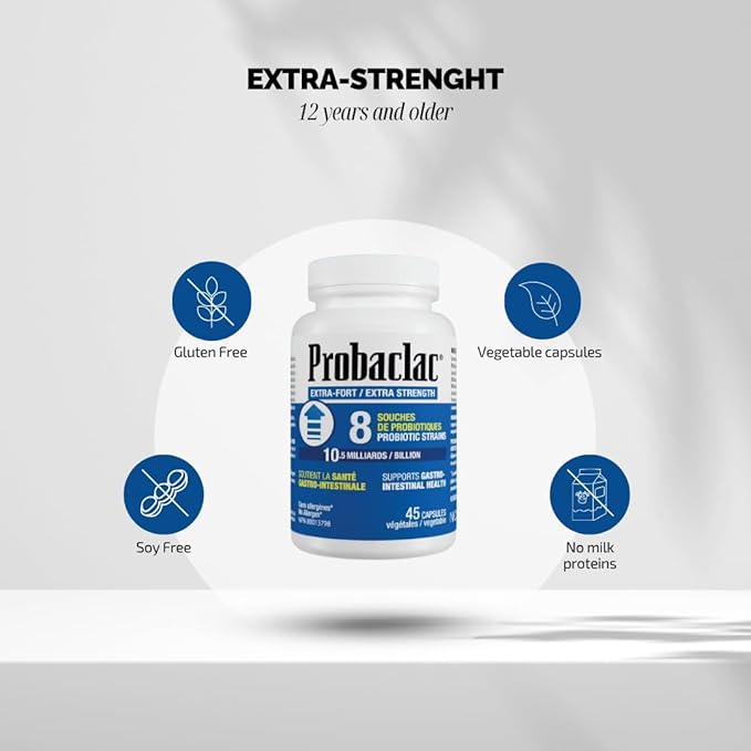 Extra Strength FormulaMultistrain probiotic and lactic Ferment ComplexFormula Based on Natural strains thereby ensuring Complete intestinal Tract Coverage (45)