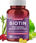 Biotin for Hair Growth with Amla Brahmi &amp Bamboo Extract - 90 Veg Tablets